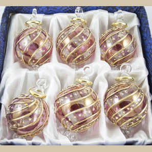 2.16" Blown Glass Egyptian Christmas Ornaments - Set of 6 Ornaments